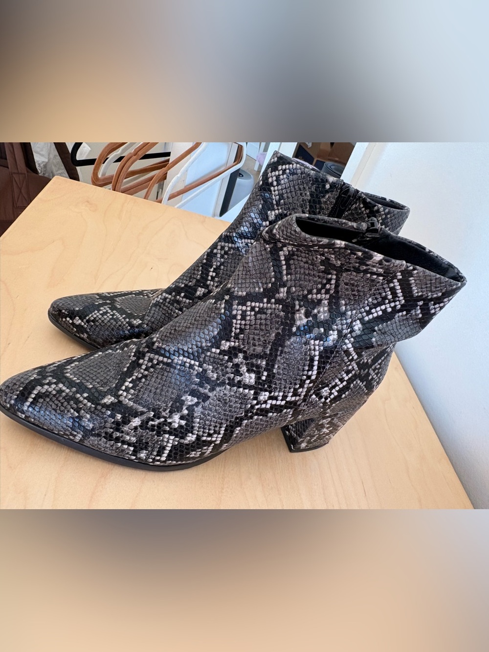 Madden Girl Snake-Print Pointed Toe Ankle Boots - Women's Black/Grey - Picture 2 of 10